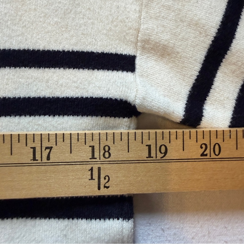 Mango Striped V-Neck Sweater Long Sleeve Cream & Black Stripe XS - Picture 10 of 12
